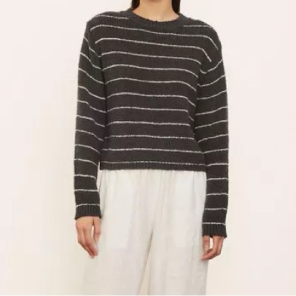 NWT Vince Charcoal with White Stripes Sweater in Medium